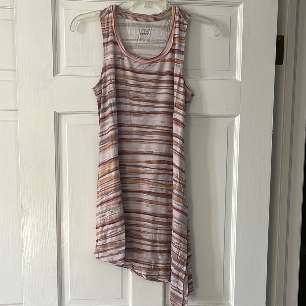 Logo Layers Striped Sleeveless Asymmetrical Top